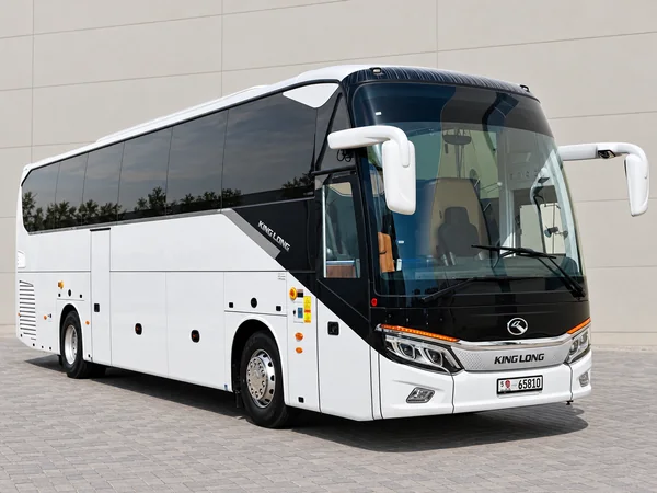 White and black King Long 50-seater coach